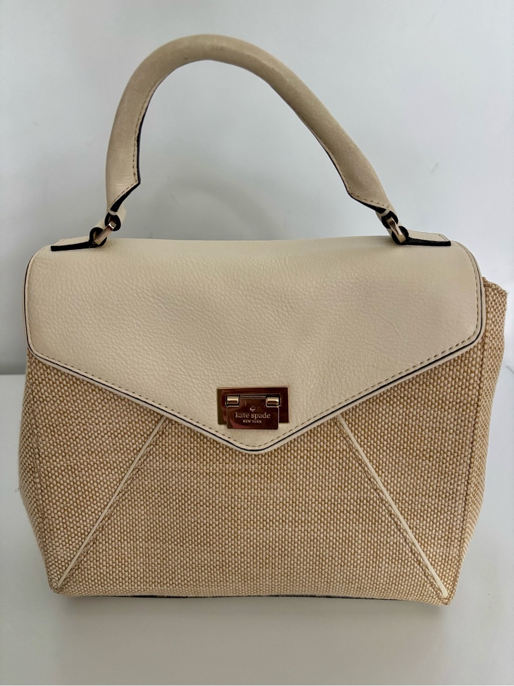 kate spade Cream & Beige Woven Top-Handle Satchel